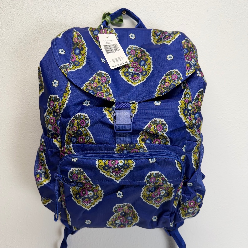 Vera Bradley Berkhill Ripstop Lightweight Multi-Pocket Backpack Kew Gardens Blue
